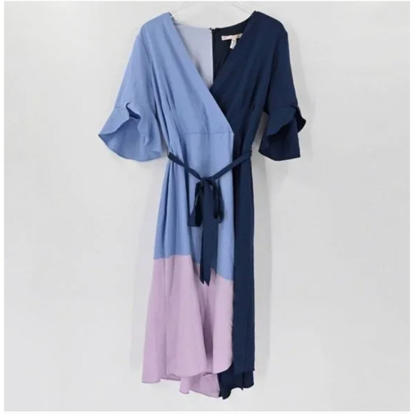 Hutch Colorblock Wrap Dress Blue Purple XS Wedding Shower Cruise Beach Resort - Picture 7 of 7